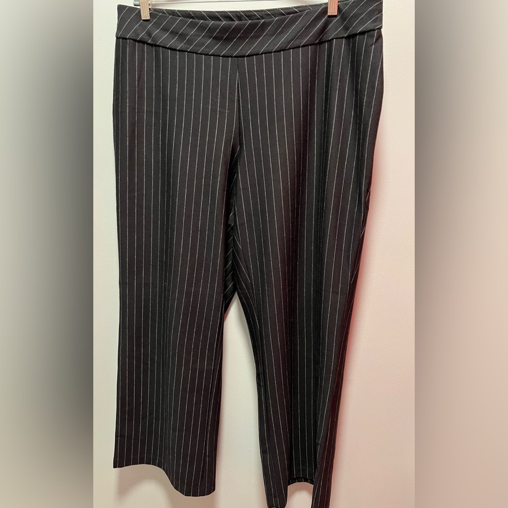 Lane Bryant Pull On Flare Pants Black with pinstripe Size 18/20
